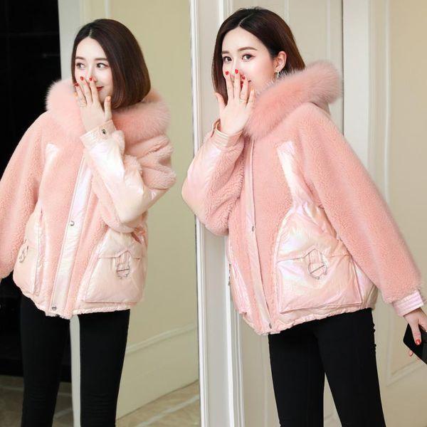 

fur coat female real wool jacket winter coat women clothes 2021 korean vintage warm down sheep shearling zt4268, Black