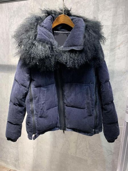 

2019 new ladies fashion long sleeve fur zipper down jacket 09051, Black