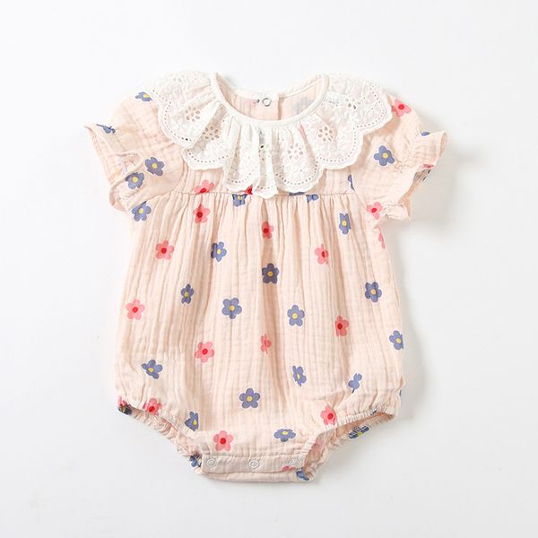 

2021 new baby summer clothing newborn infant flowers print kids clothes girls cotton jumpsuit bodysuit 2 color 0-2y o6aq, Blue