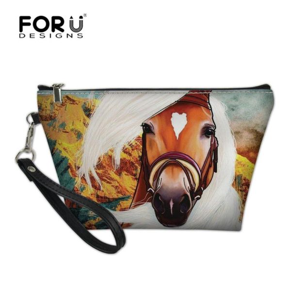 

forudesigns 3d cool horse print women cosmetic bag ladies make up case custom you like travel makeup organizer case handbag