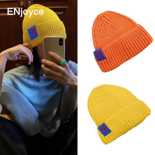 

beanie/skull caps classic women men hat wool blended knitted retro character wu logo couple models lady thread knit warm tide, Blue;gray