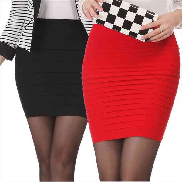 

fashion summer women high waist candy color plus size elastic pleated short skirt, Black