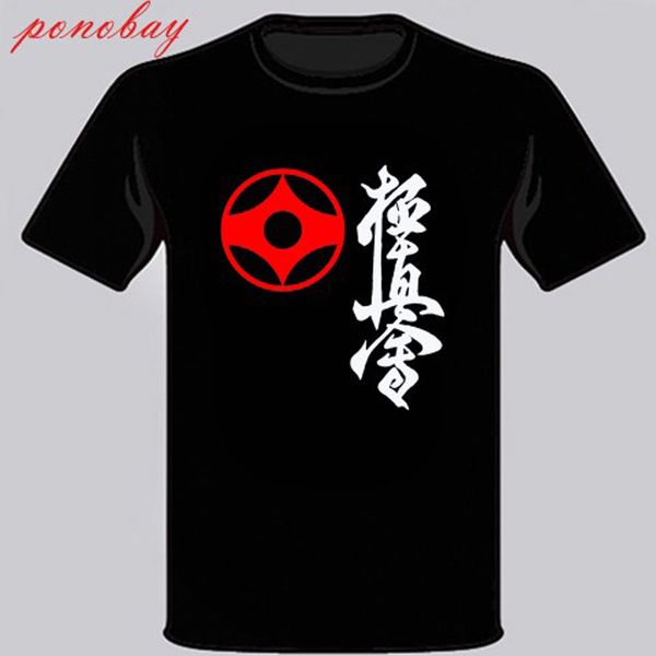 

sport fashion summer straight 100% cotton new karate kyokushin symbol japan martial art men's black t-shirt size s-3xl tee shirt