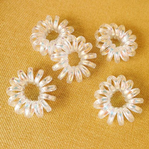 

ab colorful frosted clear telephone wire elastic hair bands ponytail holder rubber headwear rope tie gum q bbyodw