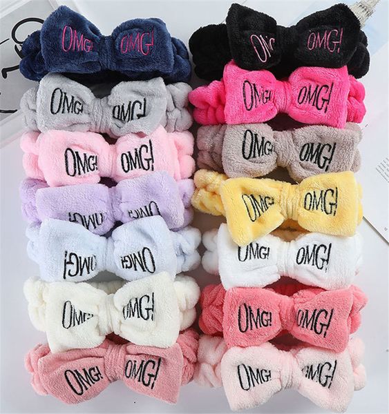 

letter omg coral fleece soft bow headbands for women girls cute hair holder hairbands bands headwear hair accessories