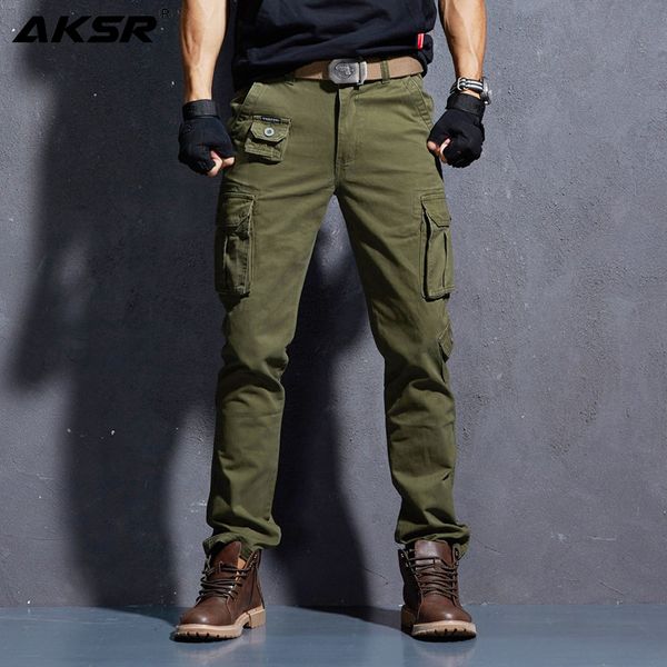 AKSR Herrenmode Casual Baumwolle Cargohose Große Größe Flexible Taktische Militärische Camo Hosen Khaki Hosen Mann Hosen Jogger LJ201007