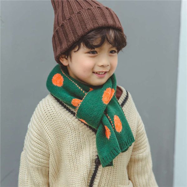 

new round dot knitted children's scarf for autumn and winter 2020, Red;brown