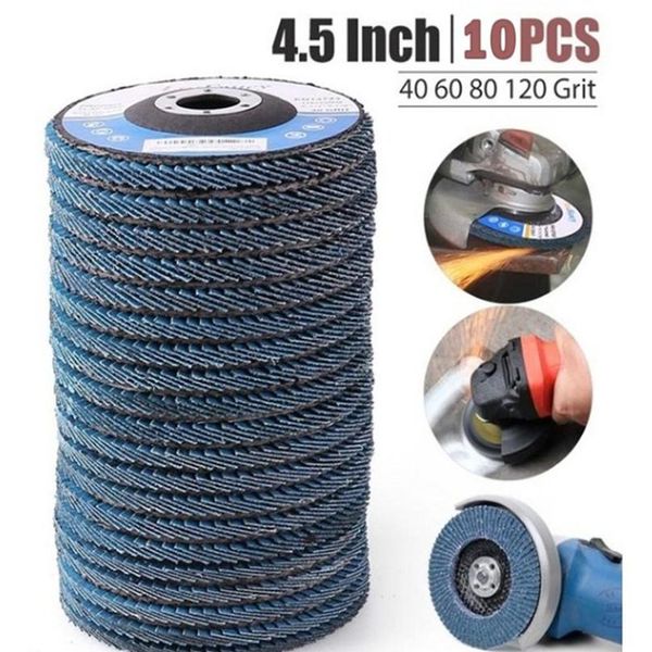 

10pcs professional flap discs 115mm 4.5 sanding discs 40/60/80/120 grit grinding wheels blades for angle bbygxj