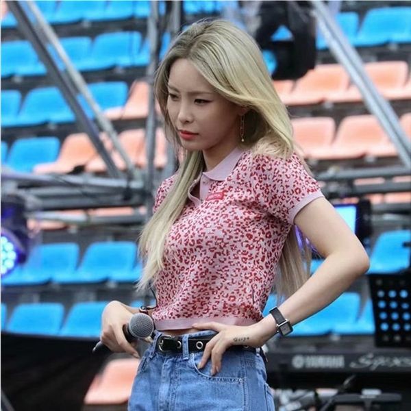

5v8c6 korean summer fashion short fitting lapel slim pattern t-shirt with leopard sleeve short bottom t-shirt anxqv, White