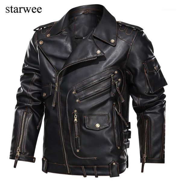 

winter mens leather jacket men fashion motorcycle pu leather jacket1, Black