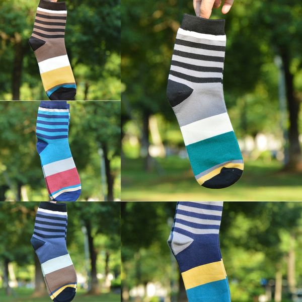 

2015 autumn and winter new horizontal socks bar men's men's high tube cotton versatile classic horizontal pure cotton socks men 2u, Black
