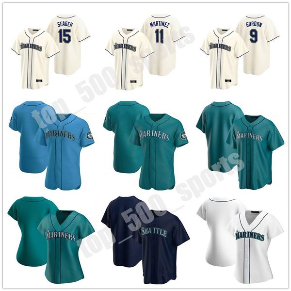 

seattle 24 ken griffey jr. 34 felix hernandez 11 edgar martinez 17 mitch haniger 15 kyle seager 51 suzuki ichiro 7 marco gonzales jersey, Blue;black