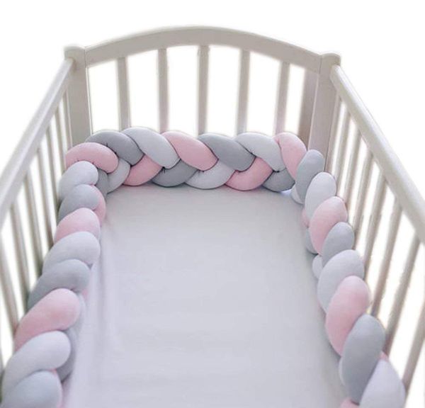 

baby crib bumper knotted braided plush nursery cradle decor newborn gift pillow cushion junior bed sleep bum sqceiw homes2007