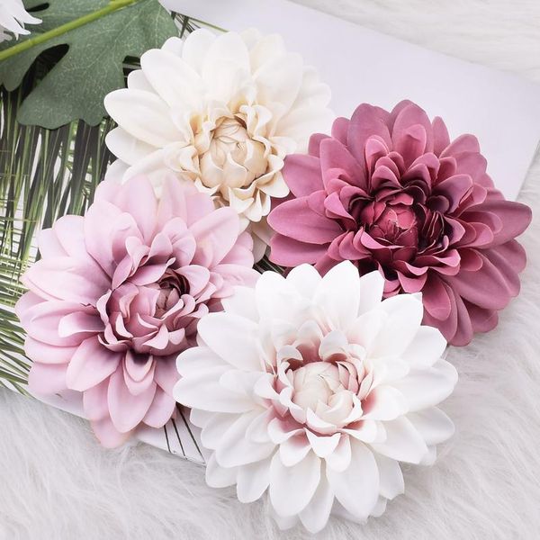 

20pcs dahlia artificial silk flowers heads for wedding decoration rose diy wreath gift box scrapbooking craft fake flo bbypfh