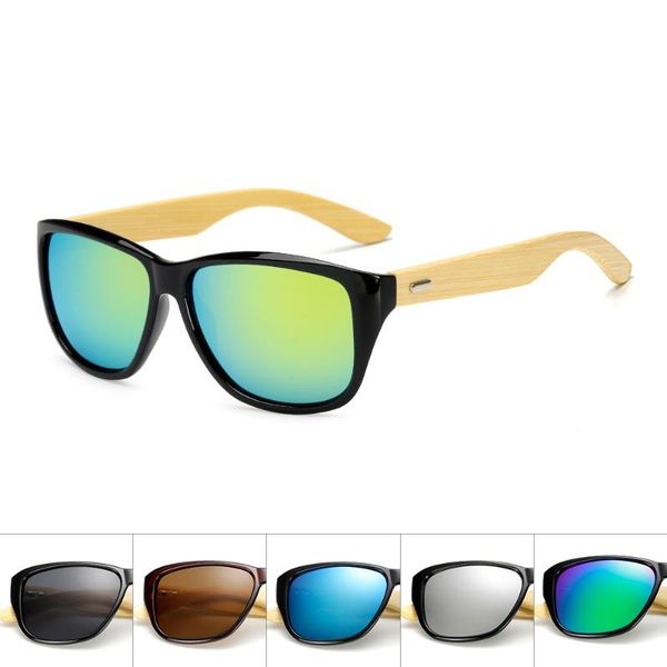 

original wooden bamboo sunglasses men women mirrored uv400 sun glasses real wood shades gold blue outdoor goggles sunglases male, White;black