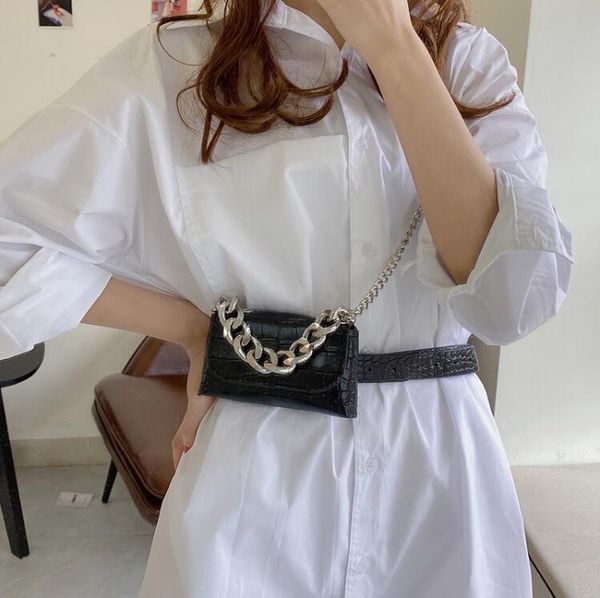 

mini woman thick chain waist bag fashion lady crossbody small chest bag ins girls mini shoulder bags