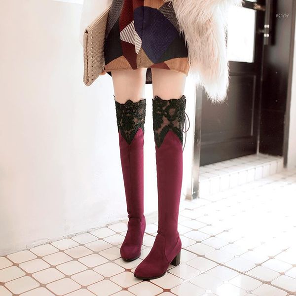 

boots children's autumn and winter boots knee high inside long tube thin leg women's lace large women's shoes1, Black