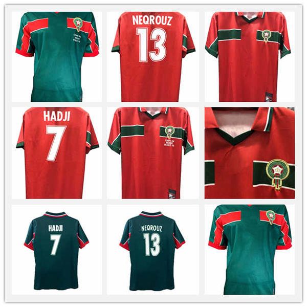 

1998 morocco national team mens retro soccer jerseys bassir m. hadji abrami neqrouz ouakili home football shirt short sleeve uniforms, Black;yellow