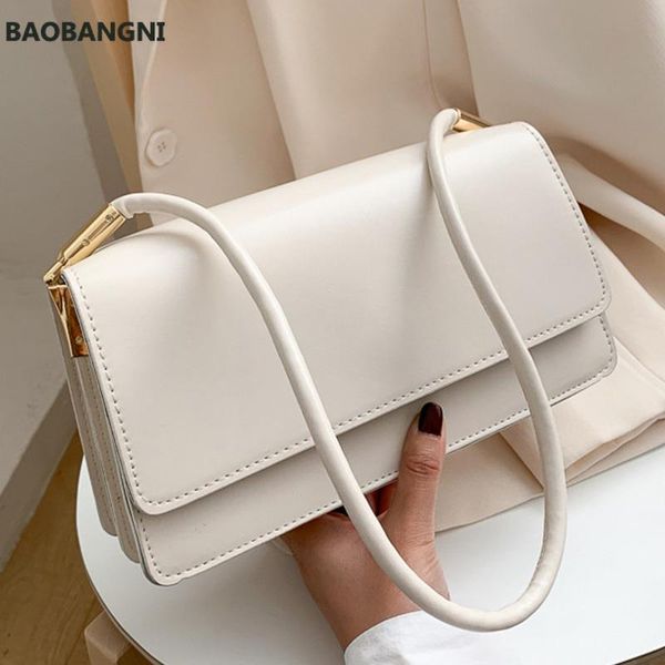 

soft pu leather baguette shoulder bags for women simple armpit bag lady handbags female trend solid color travel hand bag