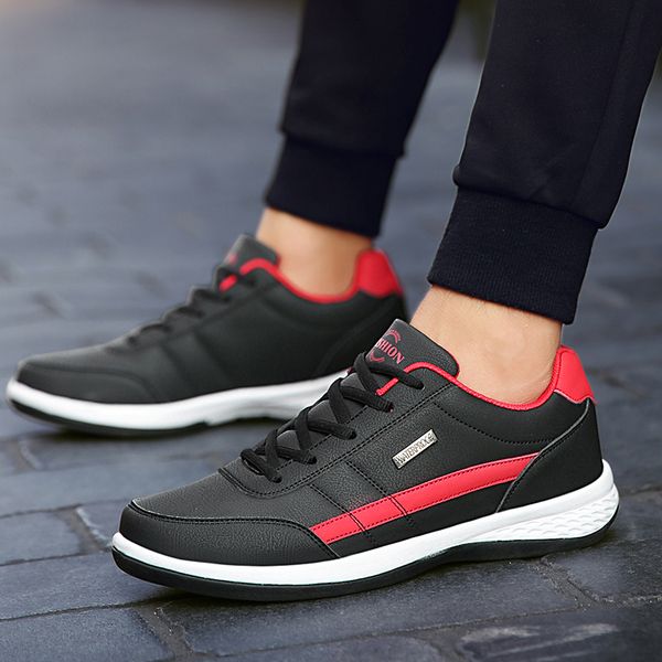 

fashion men sneakers for men casual shoes breathable lace up mens casual shoes spring leather shoes men chaussure homme 201012, Black