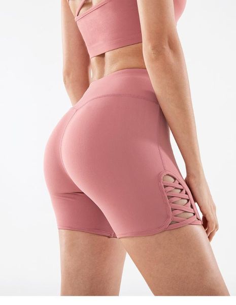 

high waist sport gym shorts for women hollow out fitness quick-drying breathableshorts compression workout leggings yoga kg-379, White;red