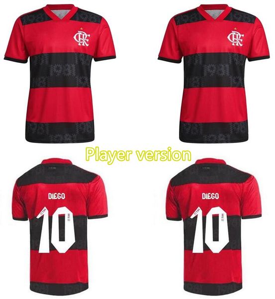 

player version cr 2021 2022 flamengo diego home soccer jersey, Black;yellow