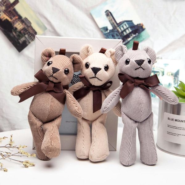 14 cm Peluş Oyuncaklar Keten Teddy Bear Yumuşak Dolması Hayvan Oyuncaklar Küçük Kolye Telefon Çantaları Tarafından Anahtarlık Hediyeler Düğün için