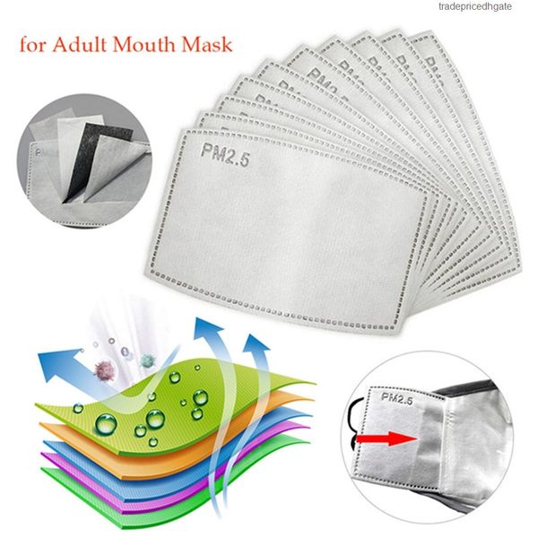 

carbon replaceable filter activated 5 layers pm2.5 non-woven mouth mask filters outdoor protective in stock hha1237-6
