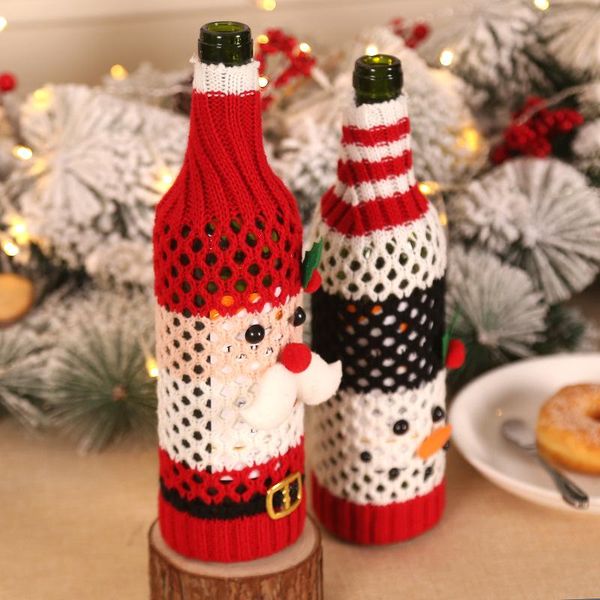 

creative new wine cover with snowman bottle clothes with knitted wool creative wine bottle cover fashion christmas decoration