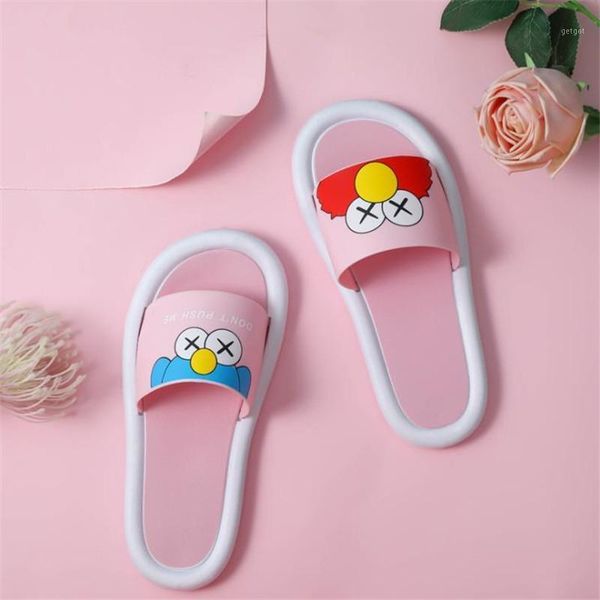 

four seasons cute home slippers ladies pvc cartoon floor sandals women's indoor bathroom slides girl's colorful house shoes 20201, Black