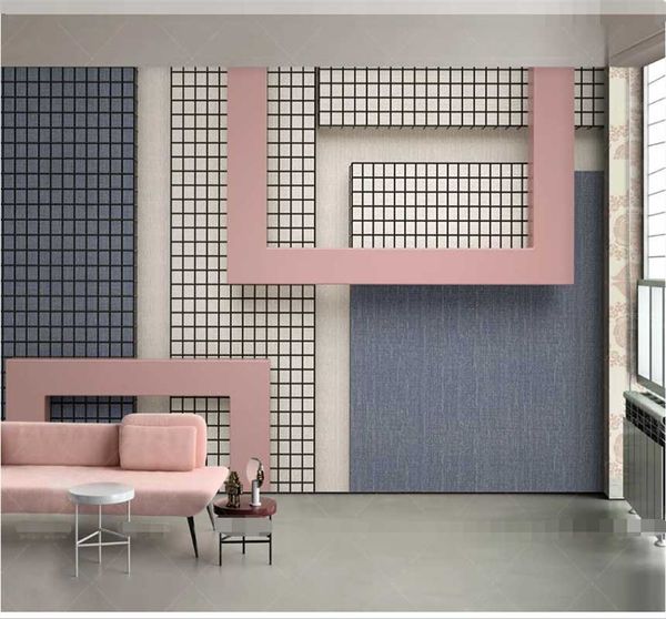 

wallpapers xuesu natural plain nordic geometric square grid 3d tv background wall custom wallpaper 8d waterproof cloth