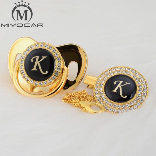 

pacifiers# miyocar name initials letter k beautiful bling pacifier and clip set unique bpa dummy design lk