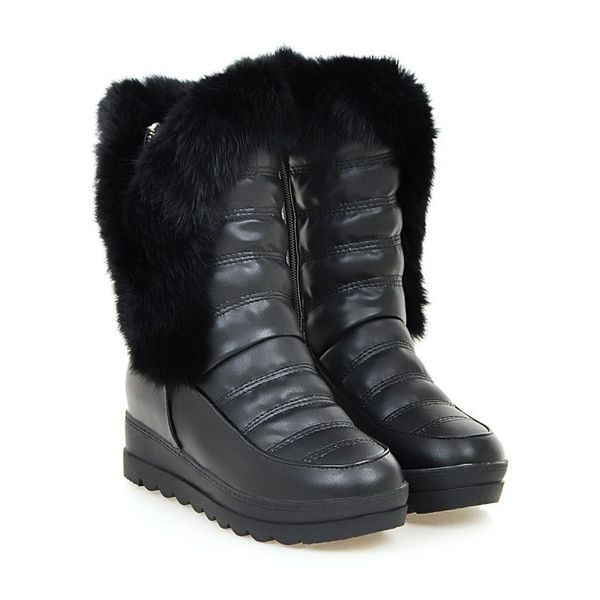 

good quality winter boots women warm shoes platform high heels 2020 black gray real fur ladies snow boots plus size 88
