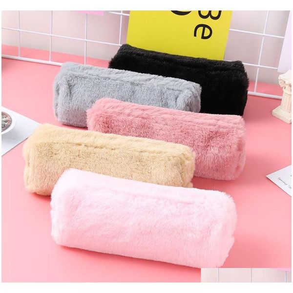 

korean school pencil case kawaii cute plush penal for girls boys pencilcase zipper makeup purse pouch stationery material sv0vg