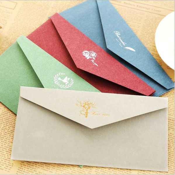 

50 pieces 23Ã16cm 230g #5 pearlescent paper envelopes business invitation letter of retro color gilded western envelope1