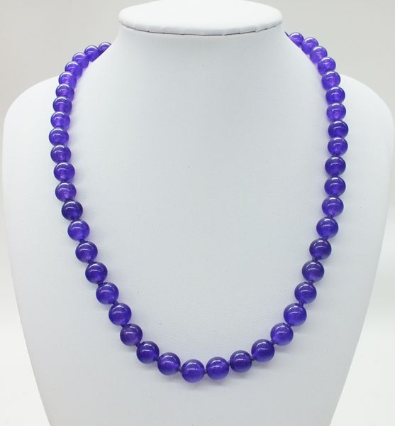 

delivery . 8mm purple natural crystal necklace 45", Golden;silver
