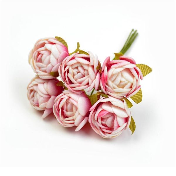 

6pcs/lot silk velvet mini rose artificial flowers wedding party home decoration bridal wreath gift scrapbook fake flower jllcib