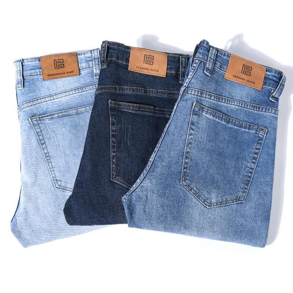 

2020 autumn new men's jeans stretch regular fit denim pants fashion slim business casual trousers trend brand, Blue