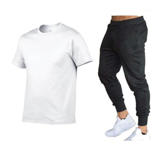 

men's fashion two piece suit: t-shirt + casual pants, men's summer new print t-shirt, short sleeved tracksuit1, Gray