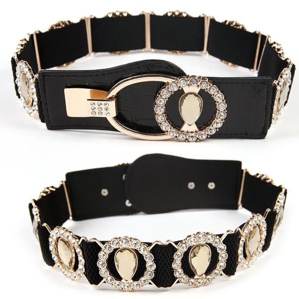 

new ladies elastic waistband handmade rhinestone belt fashion women's accessories, the wedding party jewelry, Black;brown