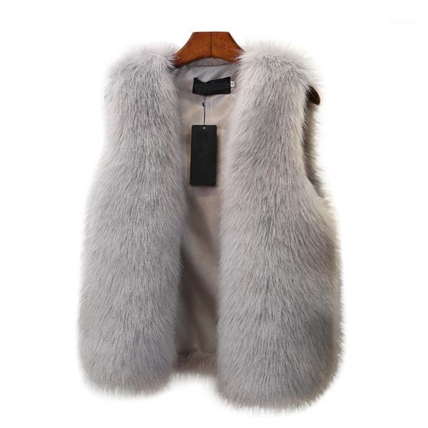 

new autumn winter women short vest coats fashion slim faux fur vests warm fourrure waistcoat ladies solid gilet jacket ab4741, Black