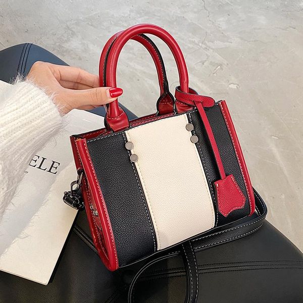 

simple contrast color handbag female 2020 new fashion pu leather women's designer shoulder messenger bag
