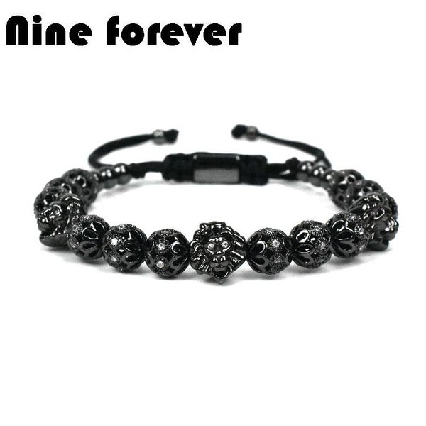 

nine forever lion charms bracelet men jewelry beads bracelets for women pulseira masculina bileklik pulseira feminina pulseras, Golden;silver