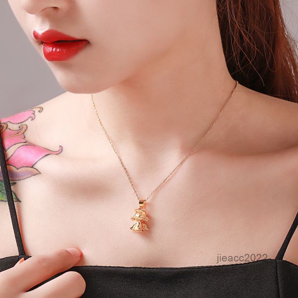 

designers jewelry necklace family's smooth angel love fortune baby collarbone chain gold necklace, Silver
