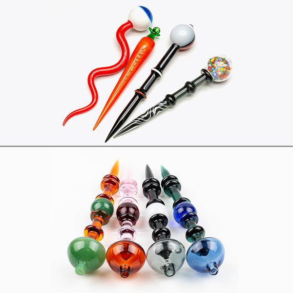 Acessórios para fumar Vidro Dabber Ferramenta Vara Escultura Ferramenta Carb Cap Para Cera Óleo Tabaco Quartz Banger Unhas Bongos de Água Dab Rigs Tubo