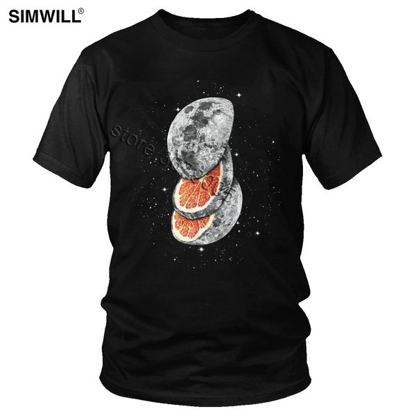 

sport fashion new t shirt men cotton lunar fruit t-shirt short sleeved round neck space lemon moon print tshirt casual tees clothing