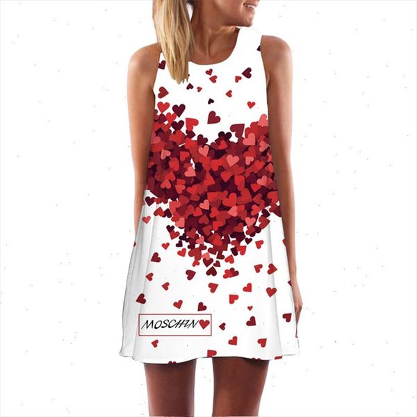 

vestidos new style summer dress sleeveless hearts print casual women dress above knee women short beach dresses designer clothes, Black;gray
