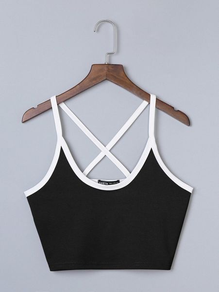 

criss cross contrast binding cami z17r#, White
