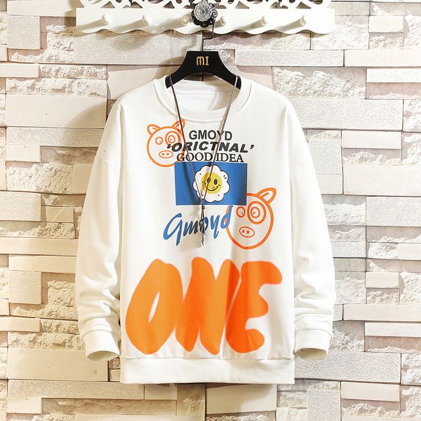 

2021 new autumn men funny sweatshirt streetwear mens o-neck hoodies outwear cotton sport pullover plus size m423, Black