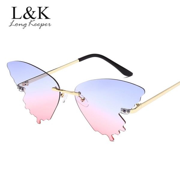 

sunglasses brand cat eye for women 2021 unique style butterfly shape rimless sun glasses female elegant shades okulary, White;black